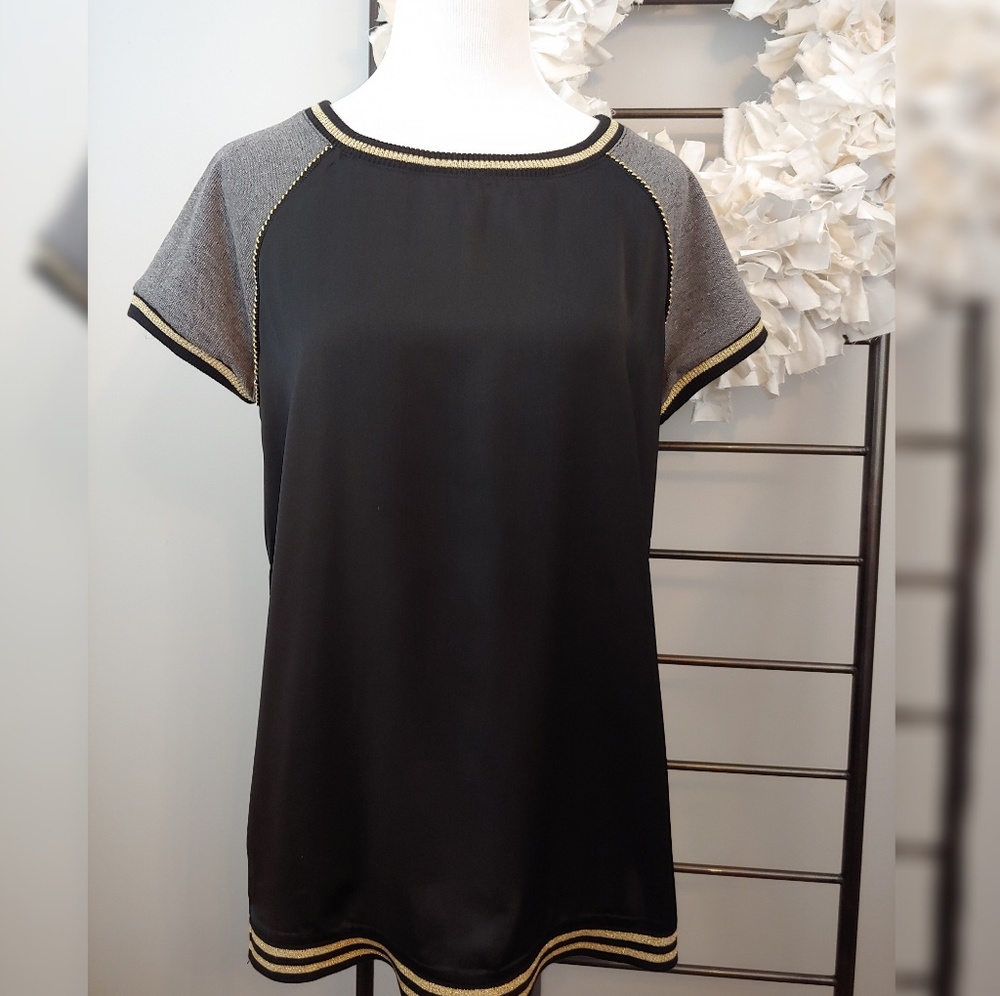 Sanctuary Contrast Sleeve Gold Trimmed Top